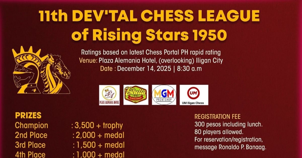 Official poster: 11th Dev'tal Chess League Of Rising Stars 1950