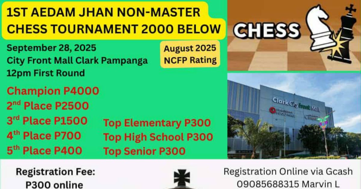 Official poster: 1st Aedam Jhan Non-Master Chess Tournament 2000 Below