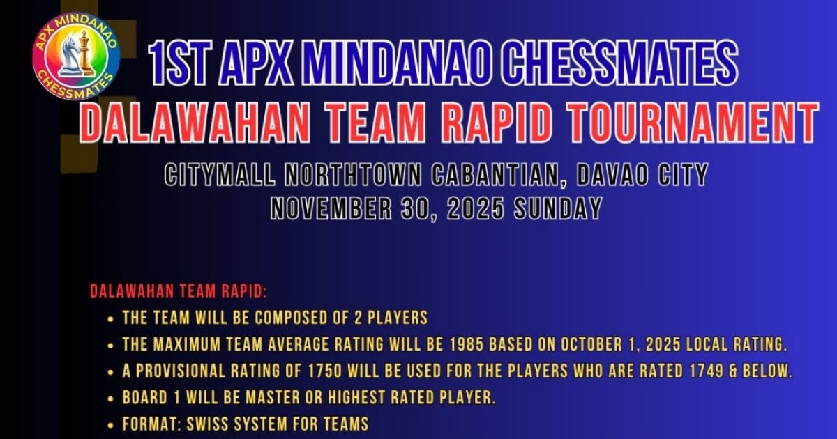 Official poster: 1st APX Mindanao Chessmates Dalawahan Team Rapid Tournament