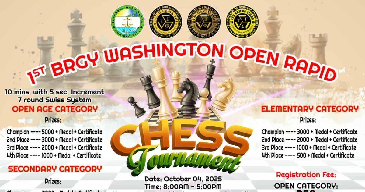 Official poster: 1st Brgy Washington Open Rapid Chess Tournament