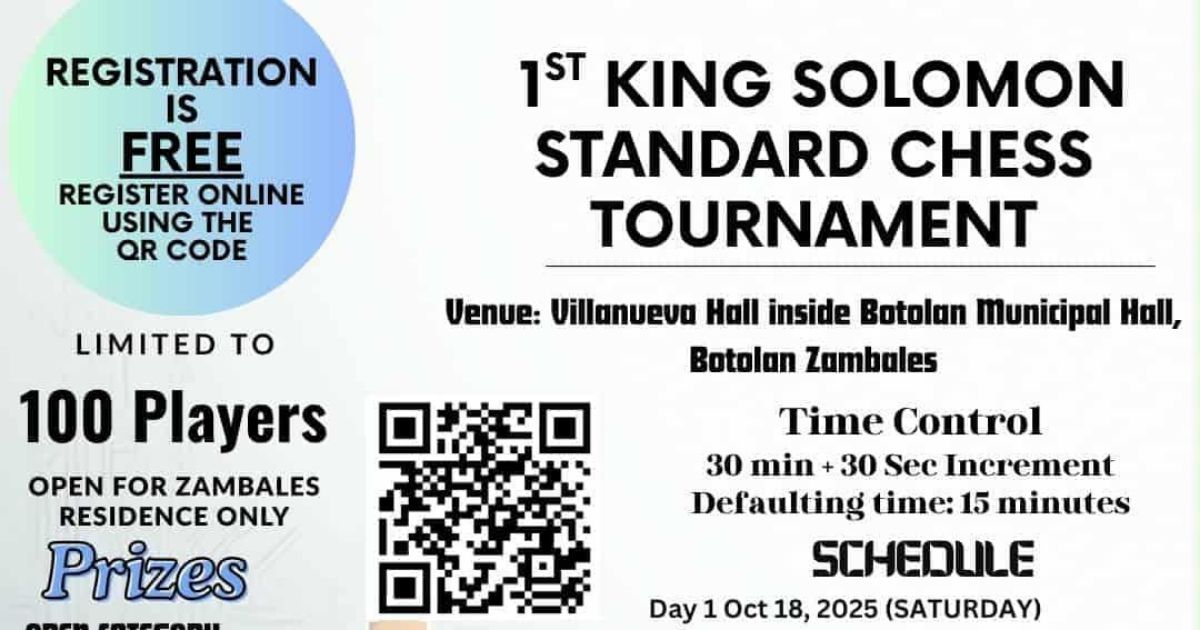 Official poster: 1st King Solomon Standard Chess Tournament