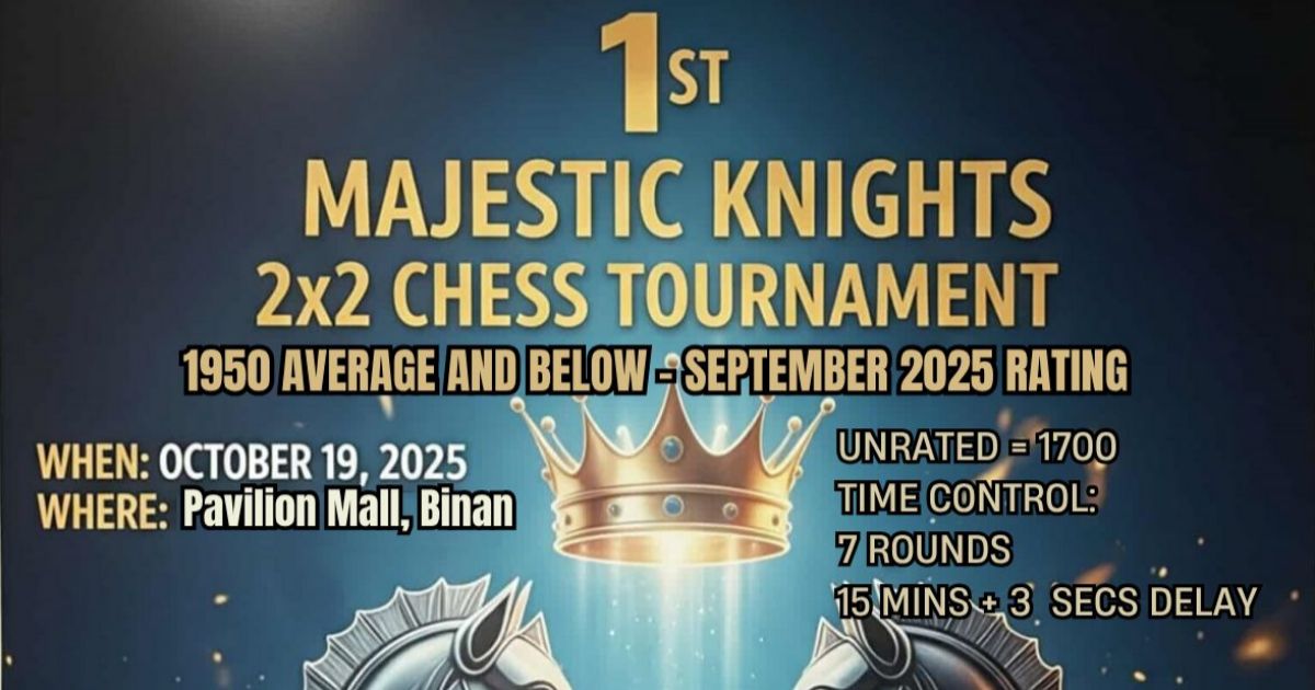 Official poster: 1st Majestic Knights 2x2 Chess Tournament 2025