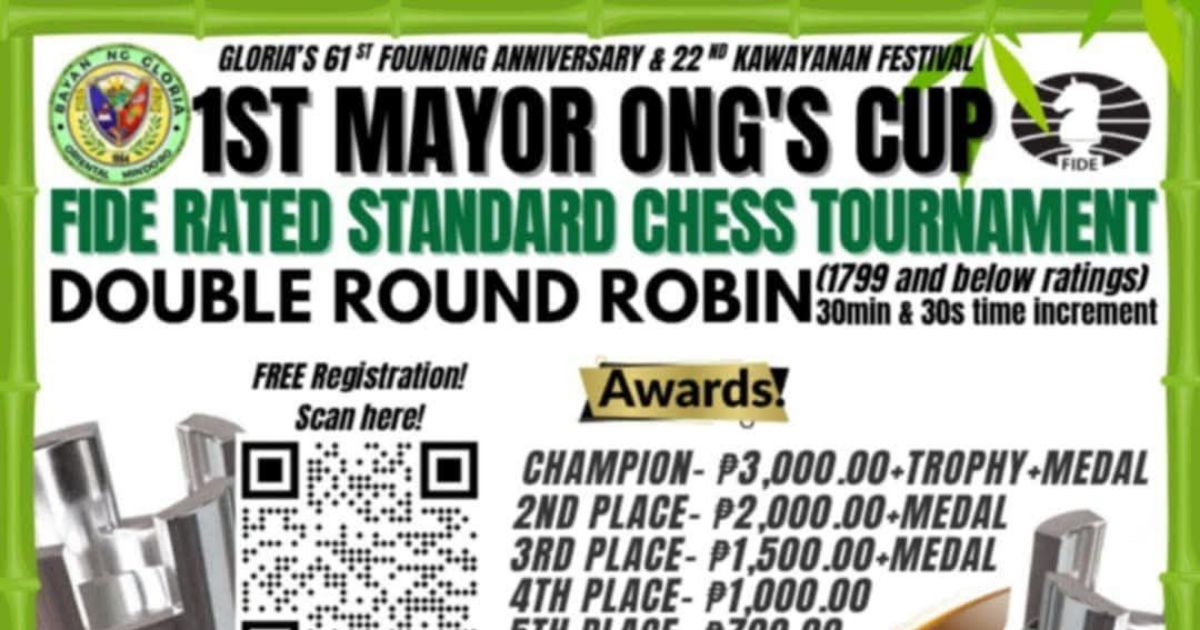 Official poster: 1st Mayor Ong's Cup FIDE Rated Standard Chess Tournament