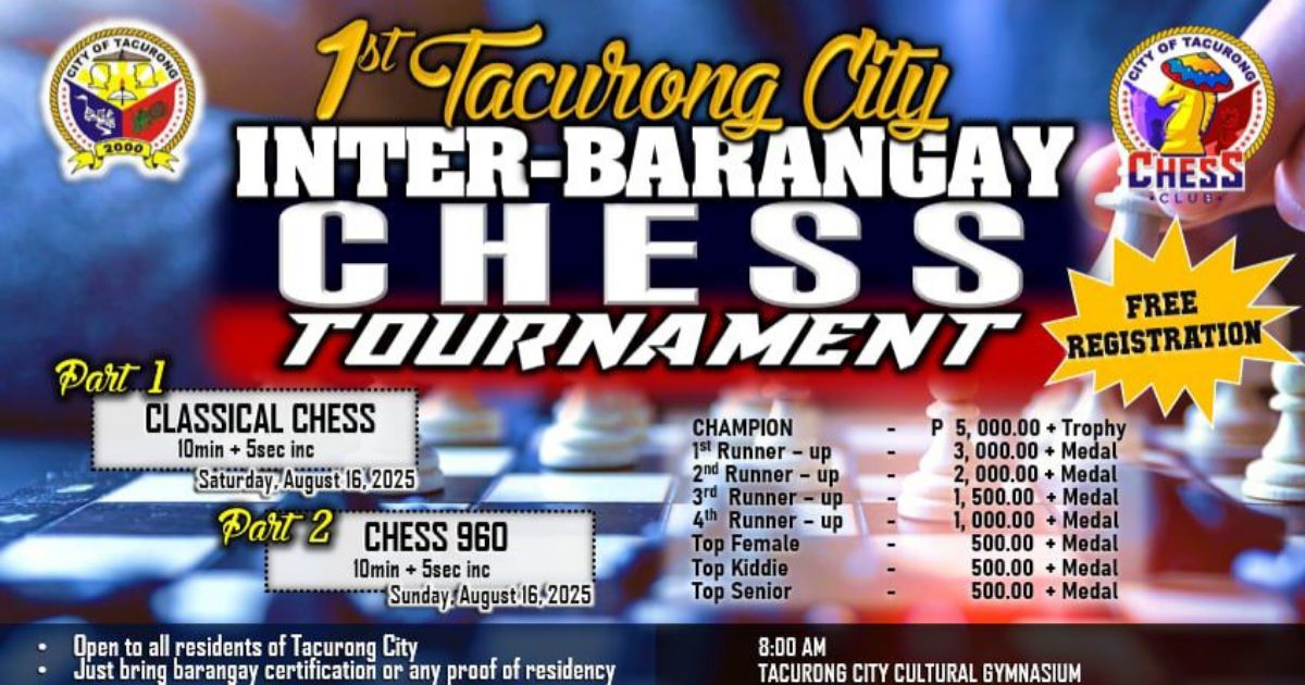Official poster: 1st Tacurong Inter-Barangay Chess Tournament