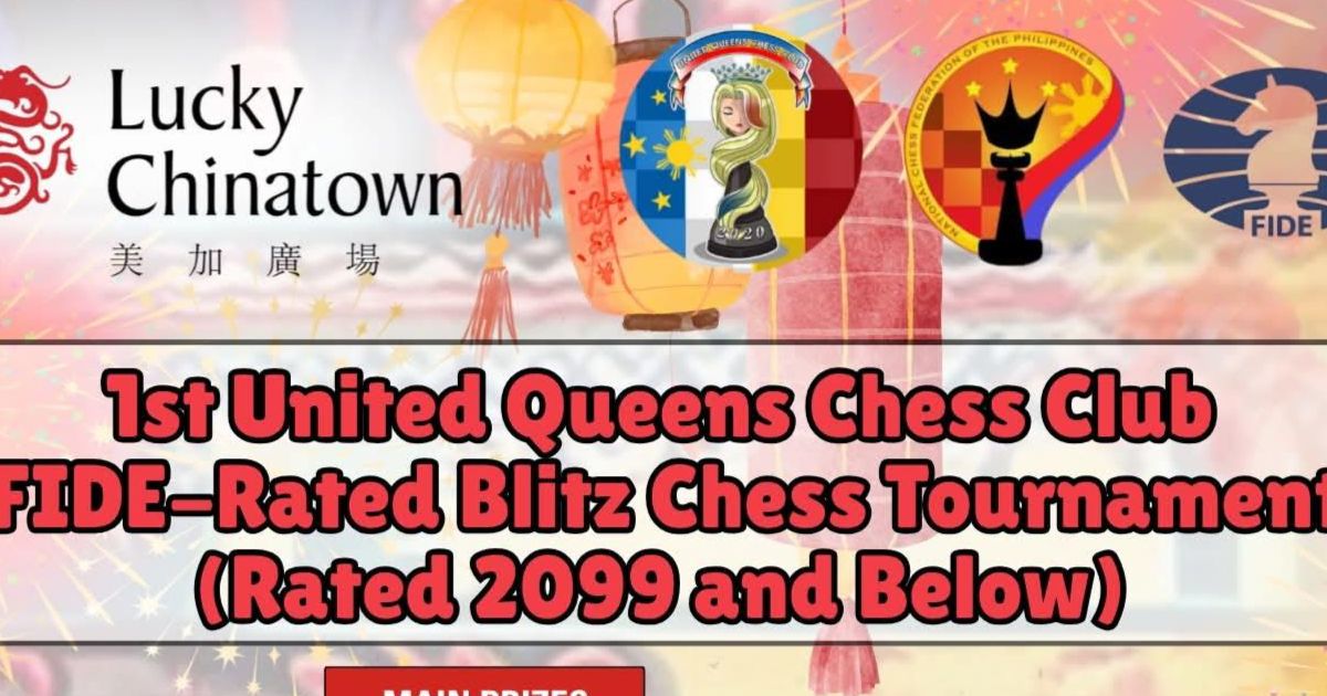 Official poster: 1st United Queens Chess Club FIDE-Rated Blitz Chess Tournament