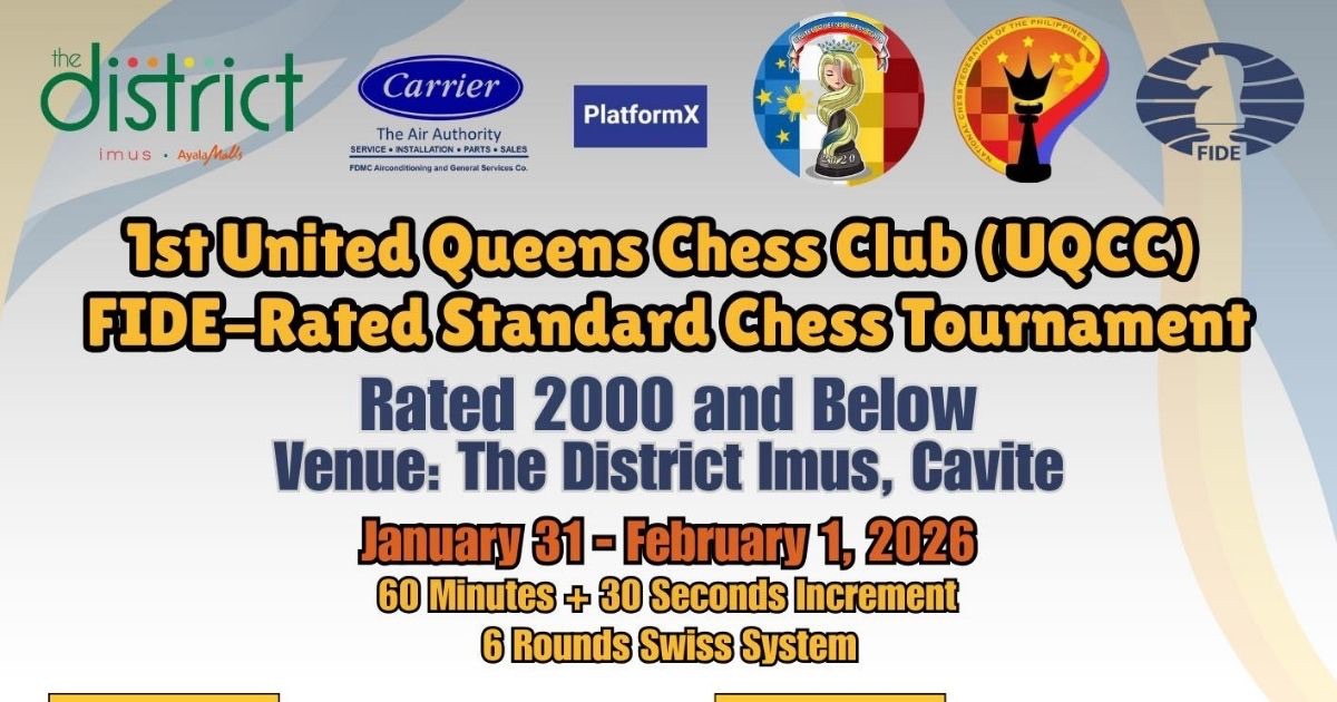 Official poster: 1st United Queens Chess Club (UQCC) FIDE-Rated Standard Chess Tournament