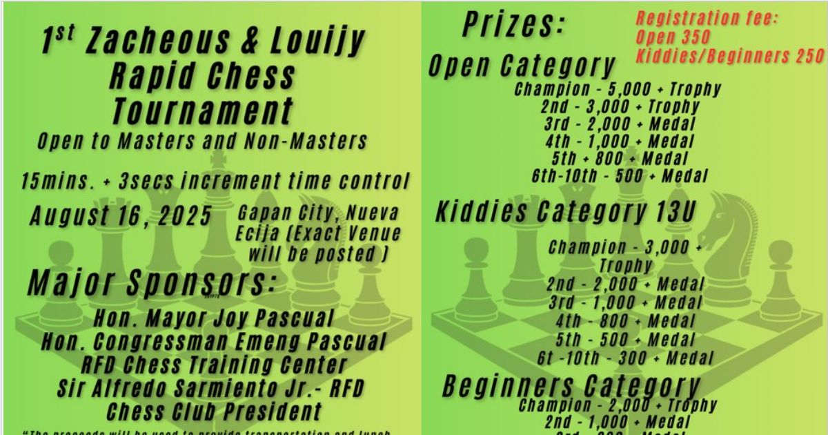 Official poster: 1st Zacheous & Louijy Rapid Chess Tournament