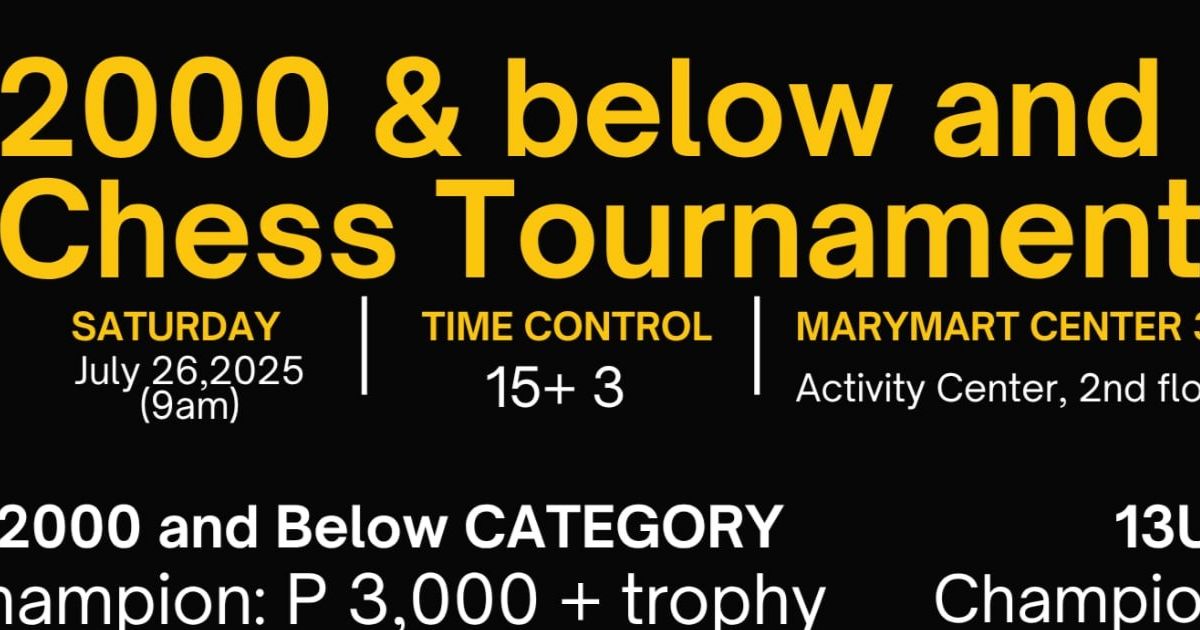 Official poster: 2000 & Below And 13U Chess Tournament