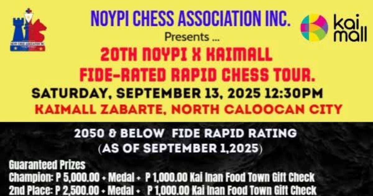 Official poster: 20th Noypi X Kaimall FIDE-Rated Rapid Chess Tour