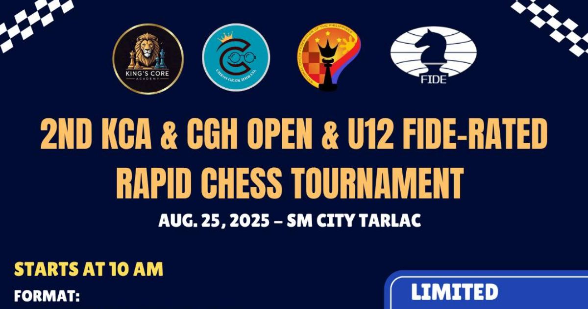 Official poster: 2nd KCA & CGH Open & U12 FIDE-Rated Rapid Chess Tournament