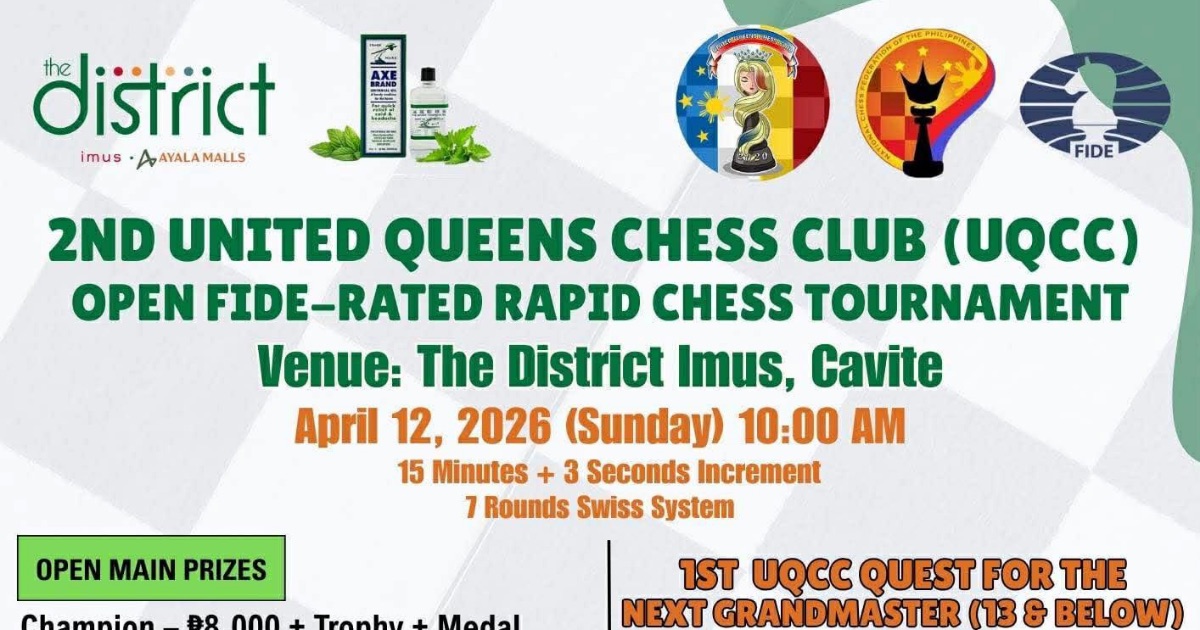 Official poster: 2nd UQCC FIDE-Rated Chess Tournament And 1st UQCC Quest For The Next Grandmaster (13 & Below)