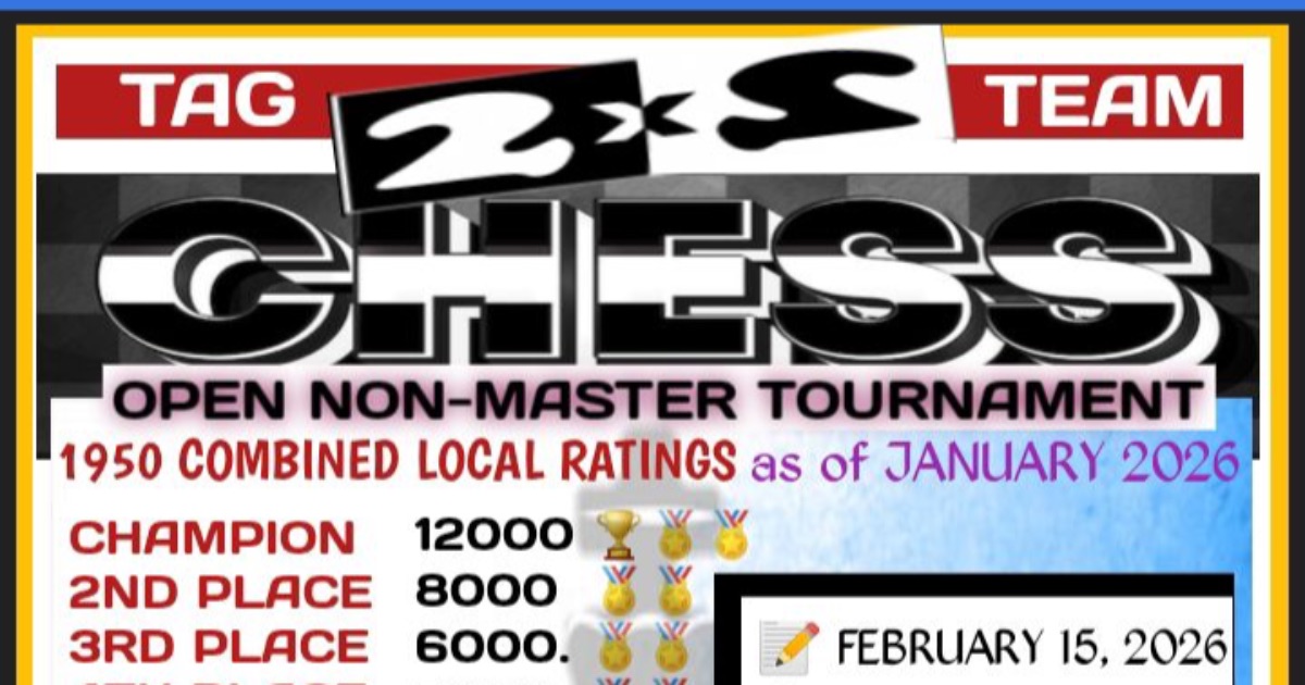 Official poster: 2x2 Tag Team Chess Open Non-Master Tournament