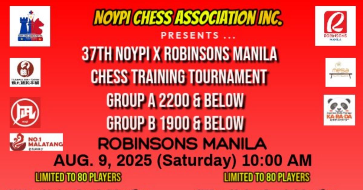 Official poster: 37th Noypi X Robinson's Manila Chess Training Tournament