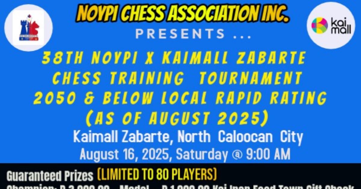 Official poster: 38th Noypi @ Kaimall Chess Training Tournament