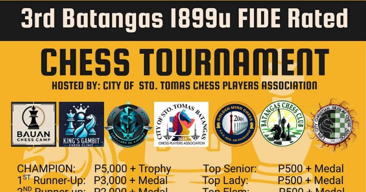 Official poster: 3rd Batangas FIDE Rated 1899U Rapid Chess Tournament