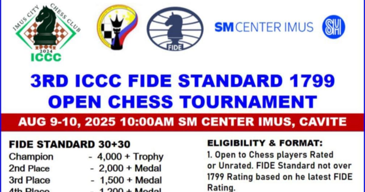Official poster: 3rd ICCC FIDE Standard 1799 Open Chess Tournament