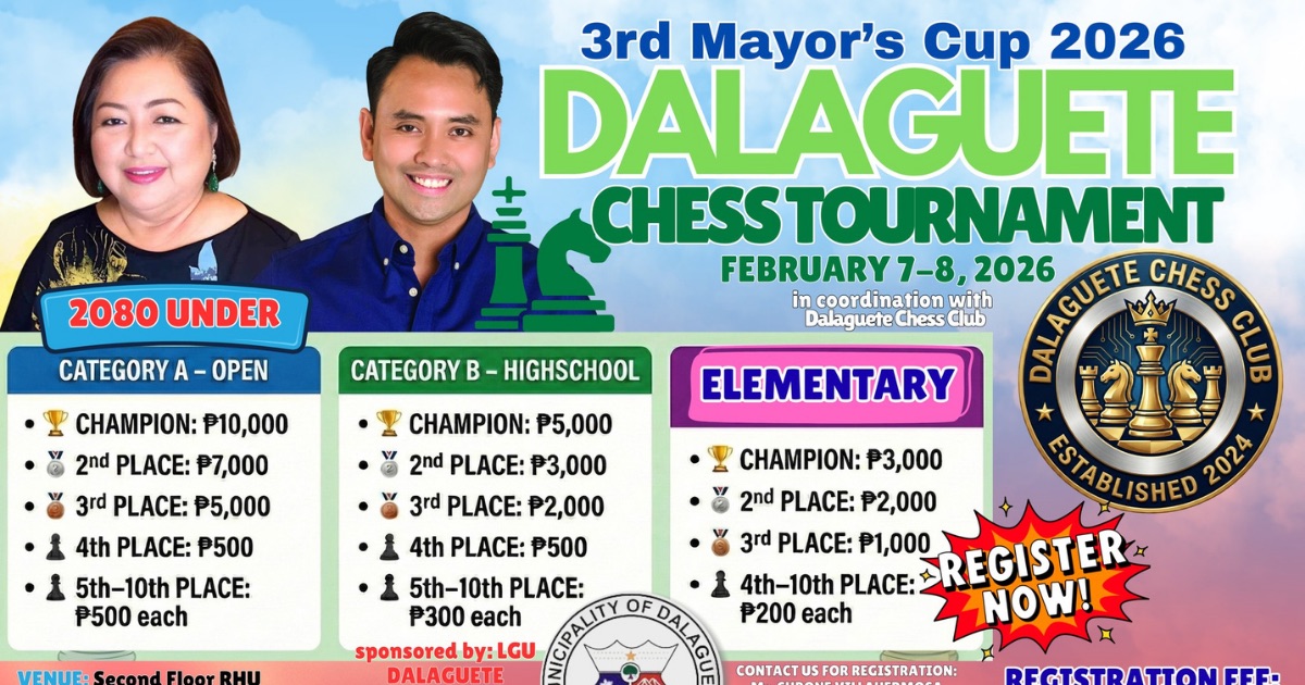 Official poster: 3rd Mayor’s Cup 2026 Dalaguete Chess Tournament