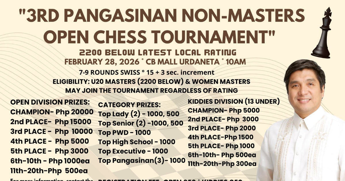 Official poster: 3rd Pangasinan Non-Masters Open Chess Tournament
