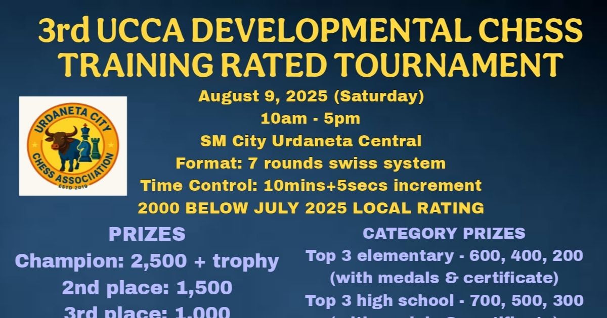 Official poster: 3rd UCCA Developmental Training Rated Chess Tournament