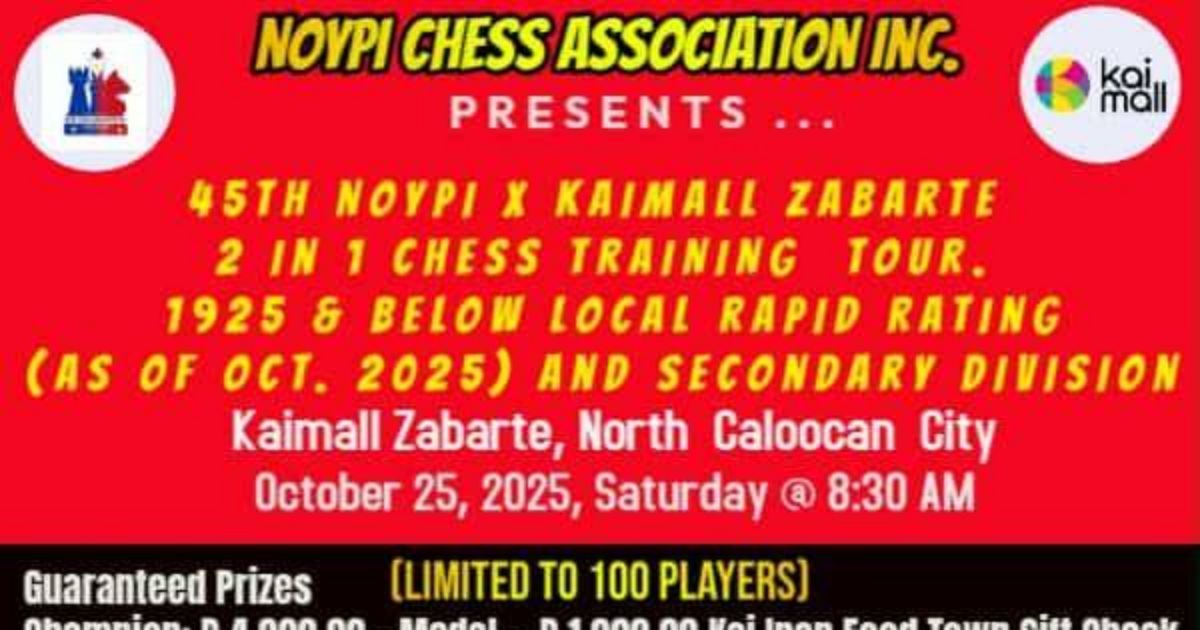 Official poster: 45th Noypi @ Kaimall Zabarte 2 In 1 Chess Training Tour