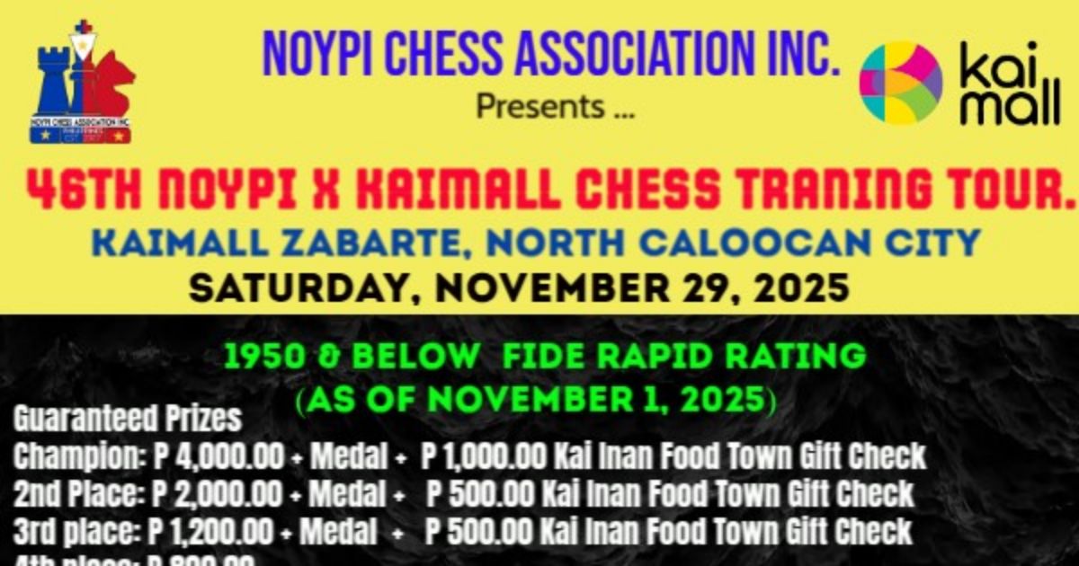 Official poster: 46th Noypi X Kaimall Zabarte Chess Training Tour