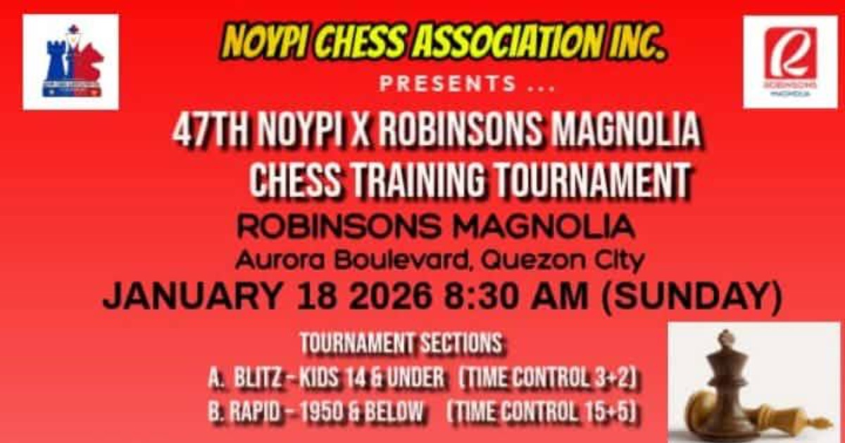 Official poster: 47th Noypi X Robinsons Magnolia Chess Training Tournament