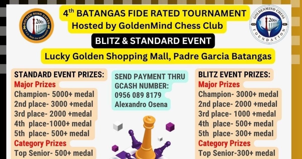 Official poster: 4th Batangas FIDE Rated Tournament