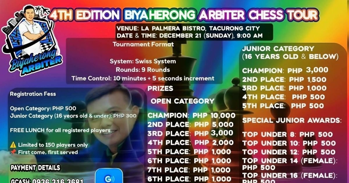 Official poster: 4th Edition Biyaherong Arbiter Chess Tour