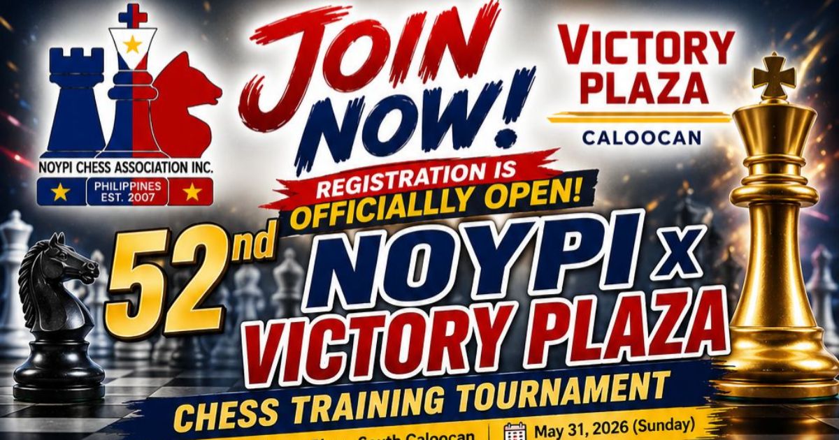 Official poster: 52nd Noypi X Victory Plaza Chess Training Tournament