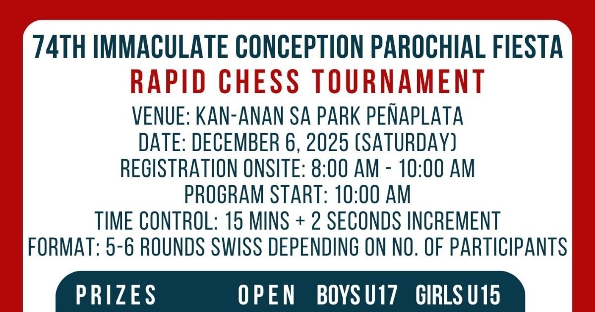 Official poster: 74th Immaculate Conception Parochial Fiesta Rapid Chess Tournament