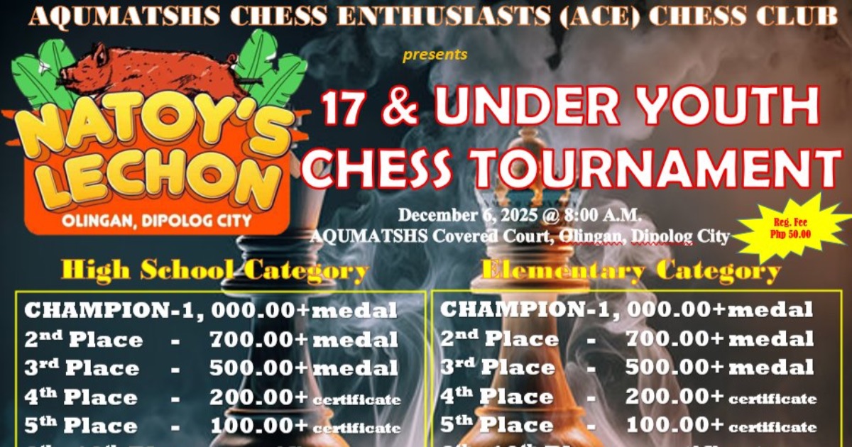 Official poster: ACE Chess Club Natoy's Lechon 17 & Under Chess Tournament
