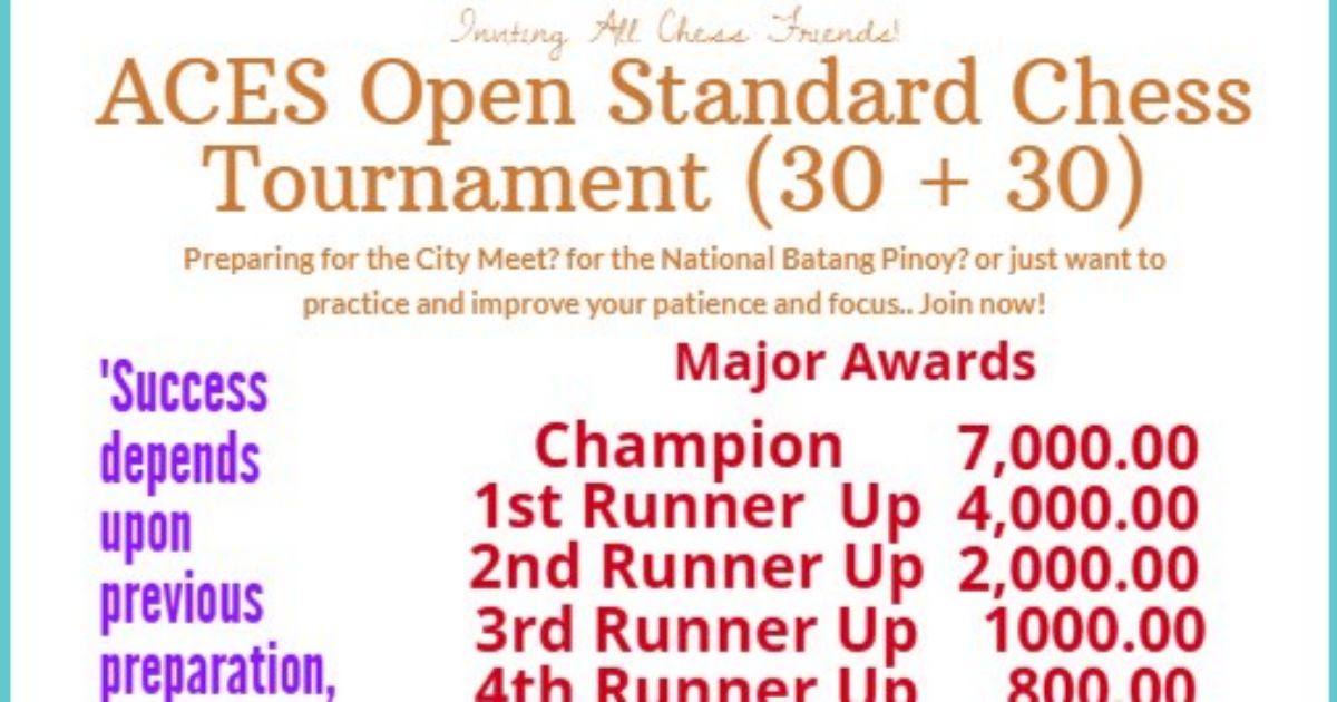 Official poster: ACES Open Standard Chess Tournament