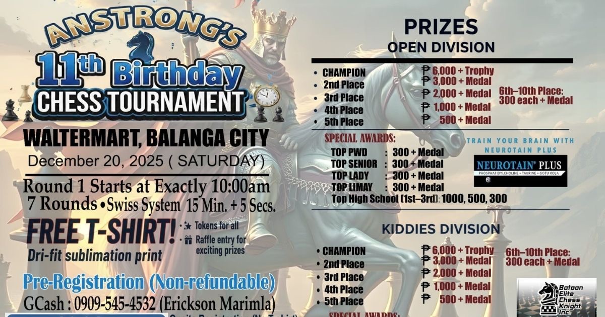 Official poster: Anstrong’s 11th Birthday Chess Tournament