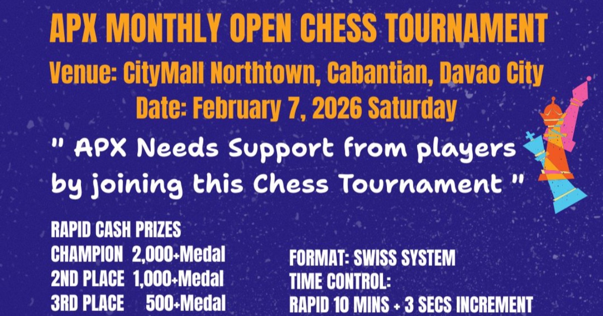 Official poster: APX Monthly Open Chess Tournament