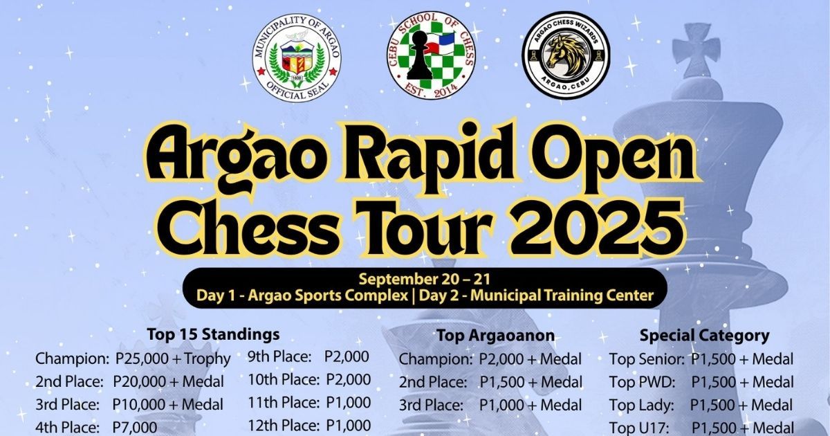 Official poster: Argao Rapid Open Chess Tour 2025