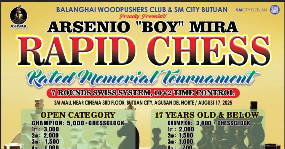 Official poster: Arsenio "Boy" Mira Memorial Rapid Chess Tournament