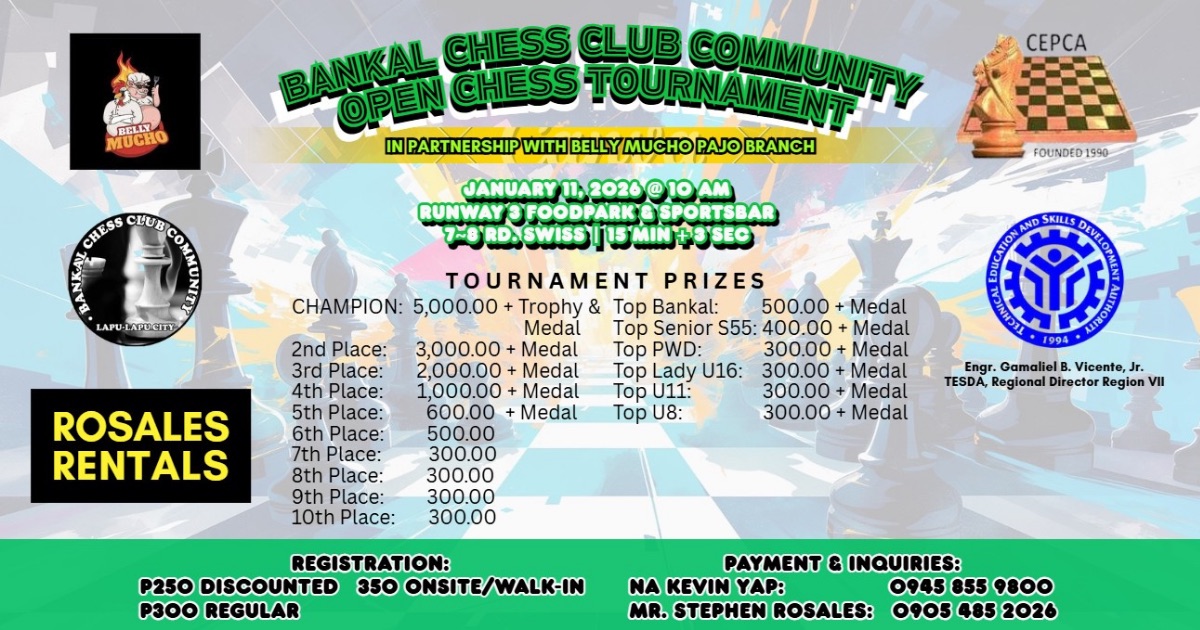 Official poster: Bangkal Chess Club Community Open Chess Tournament