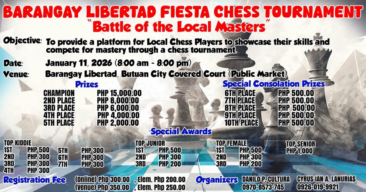 Official poster: Barangay Libertad Fiesta Chess Tournament