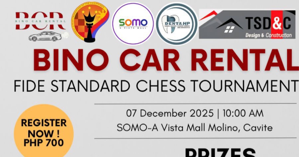 Official poster: Bino Car Rental FIDE Standard Chess Tournament
