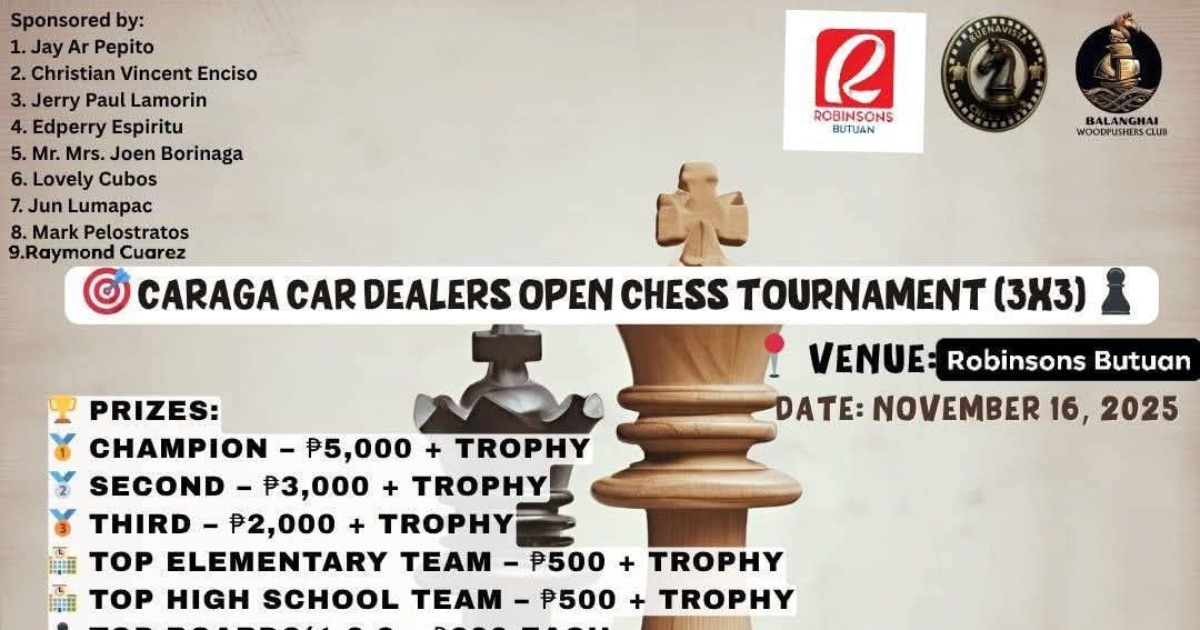 Official poster: Caraga Car Dealers Chess Tournament (3x3)
