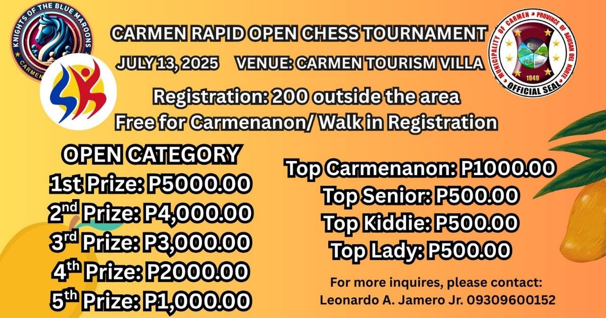 Official poster: Carmen Rapid Open Chess Tournament