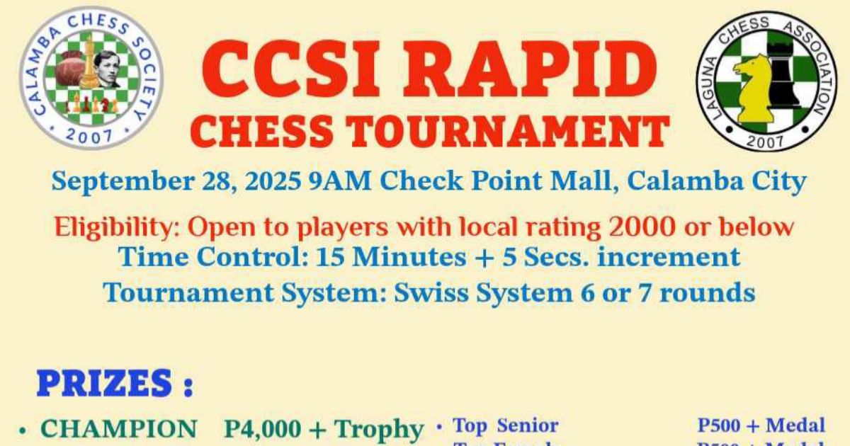 Official poster: CCSI Rapid Chess Tournament