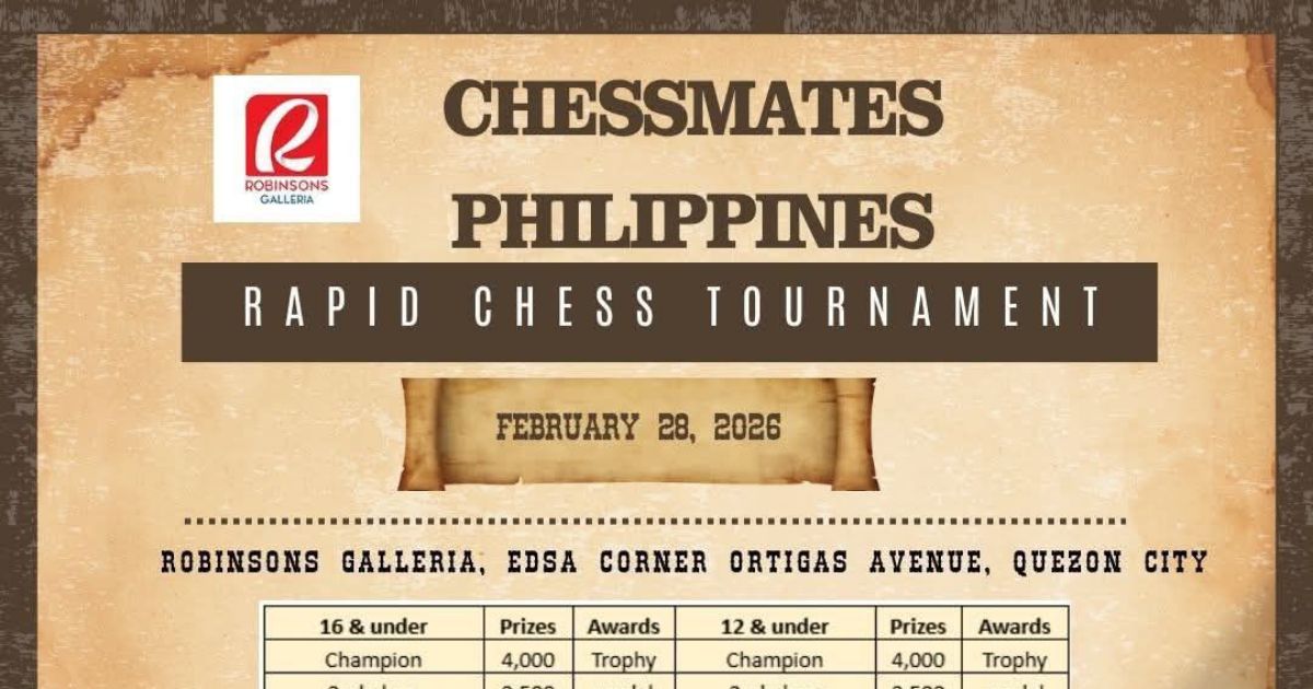 Official poster: Chessmates Philippines Rapid Chess Tournament