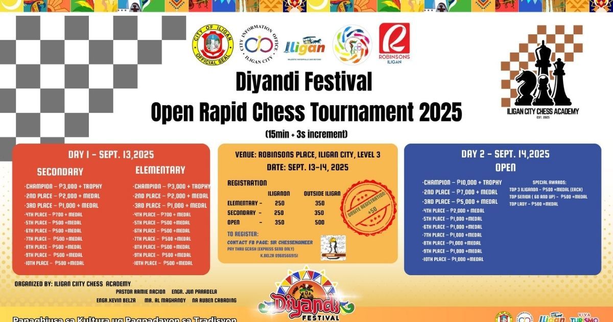 Official poster: Diyandi Festival Open Chess Tournament 2025