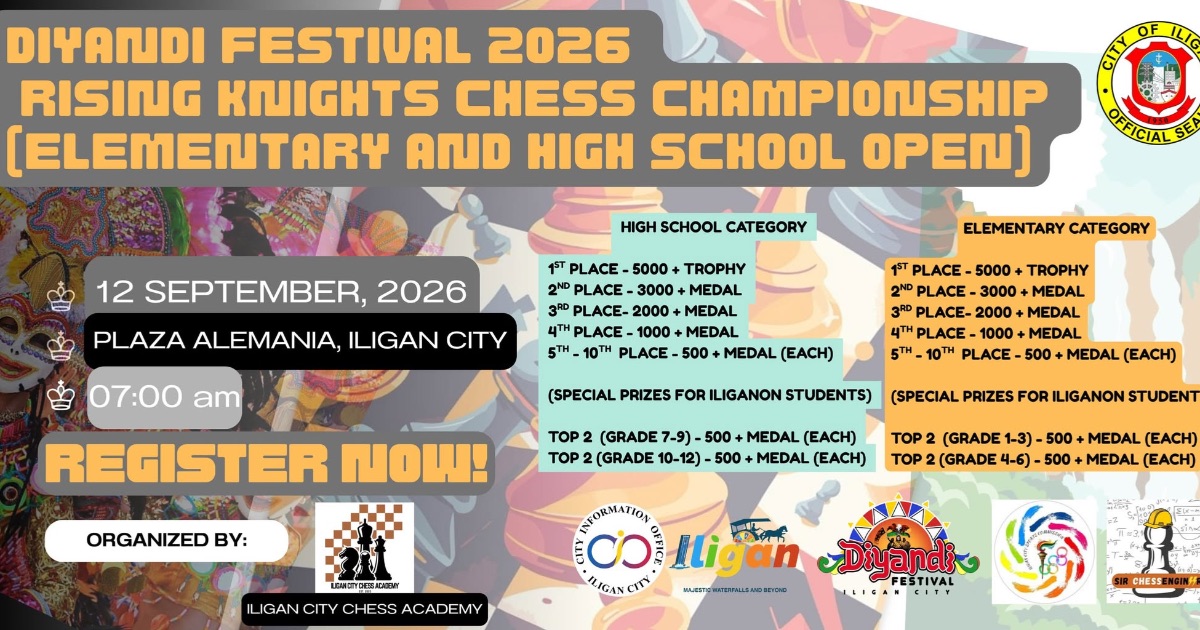 Official poster: Diyandi Festival 2026 Rising Knights Chess Championship