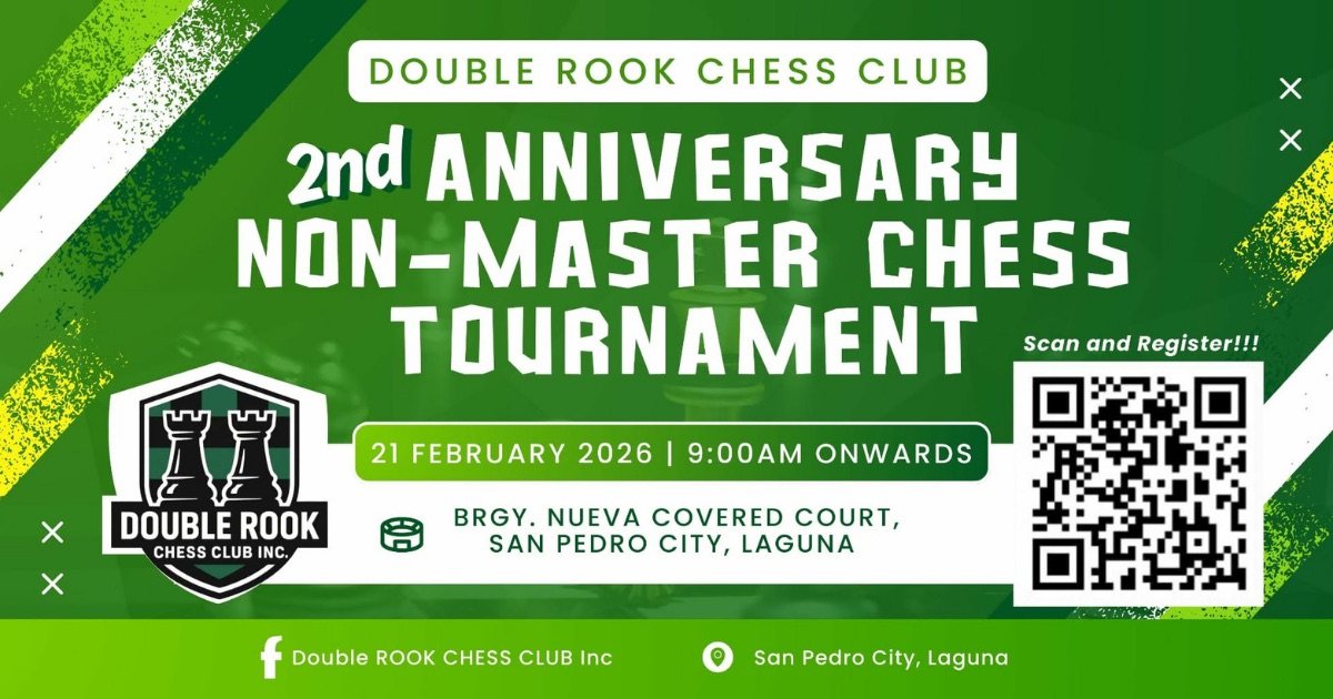 Official poster: Double Rook Chess Club 2nd Anniversary Non-Master Chess Tournament