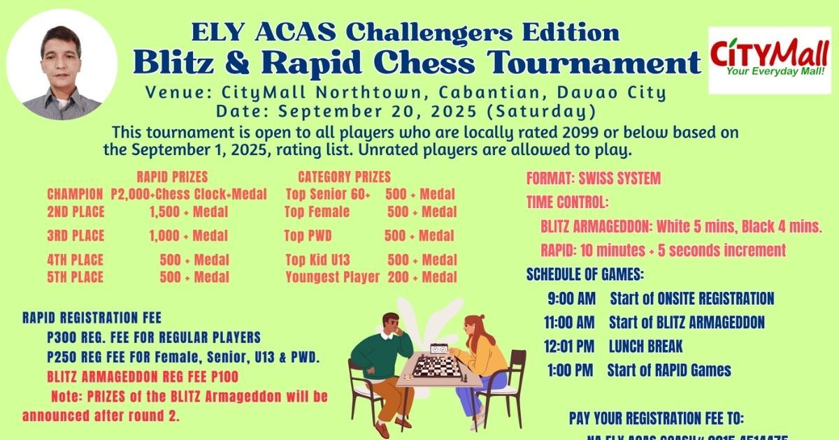Official poster: Ely Acas Challengers Edition Blitz & Rapid Chess Tournament