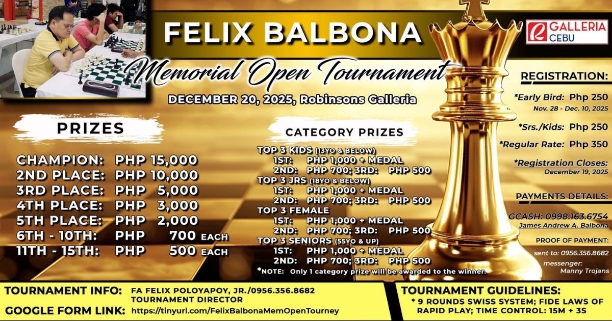 Official poster: Felix Balbona Memorial Open Tournament