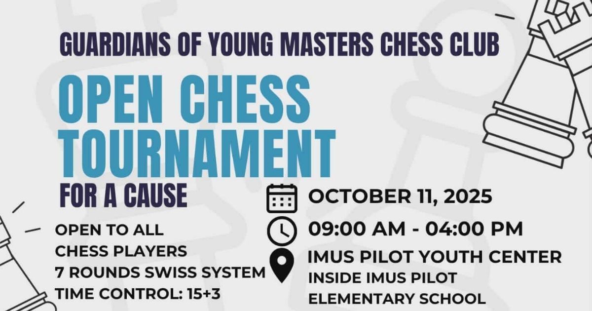 Official poster: Guardians Of Young Master Chess Club Open Chess Tournament