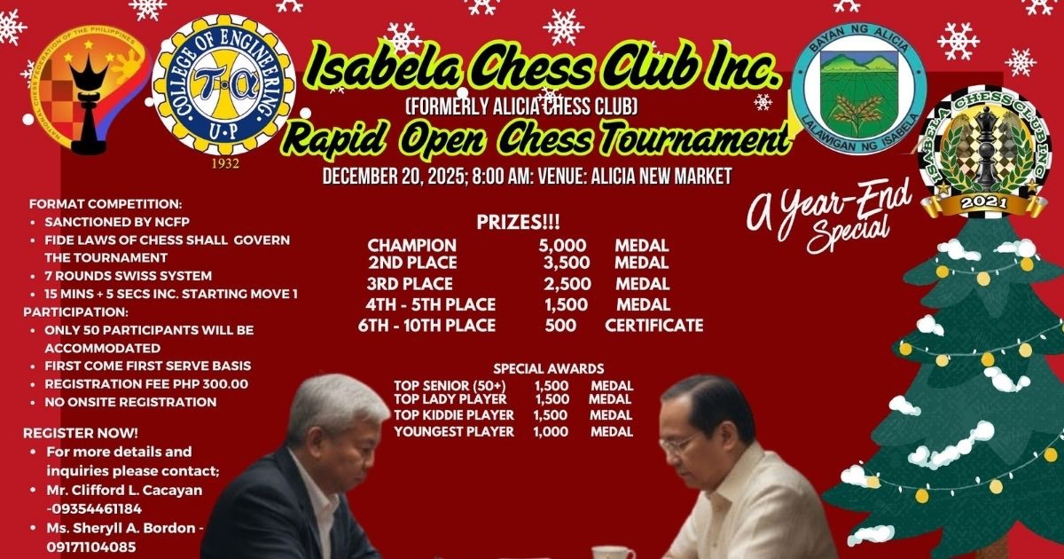 Official poster: Isabela Chess Club Inc. (ICCI) Year-End Chess Special